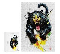 300 PCS Rompecabezas para Adolescentes Roaring Black Panther Digital Art Rompecabezas para Adultos Juego Práctico Difícil Interacción Entre Padres E Hijos 300 PCS