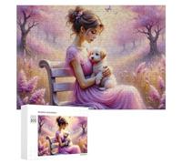 300 PCS Rompecabezas para Adolescentes Romantic Garden with Puppy Rompecabezas para Adultos Juego Familiar Análisis Y Lógica Regalos para Reducir El Estrés 300 PCS
