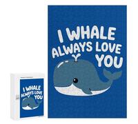 300 PCS Rompecabezas para Adolescentes Rompecabezas Cute Whale Love Pun Illustration Rompecabezas para Adultos Juegos Relajantes Mejoran La Memoria para Cumpleaños, Navidad 300 PCS