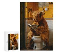 300 PCS Rompecabezas para Adolescentes Rompecabezas Highland Cow on The Toilet Rompecabezas para Adultos Juegos Relajantes Mejoran La Memoria para Cumpleaños, Navidad 300 PCS