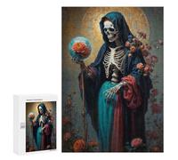 300 PCS Rompecabezas para Adolescentes Rompecabezas Holy Death with Rose Globe Rompecabezas para Adultos Juegos Relajantes Mejoran La Memoria para Cumpleaños, Navidad 300 PCS