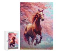 300 PCS Rompecabezas para Adolescentes Rompecabezas Horse Cherrytree Rompecabezas para Adultos Juegos Relajantes Mejoran La Memoria para Cumpleaños, Navidad 300 PCS