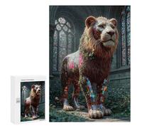 300 PCS Rompecabezas para Adolescentes Rompecabezas Mosaic Lion Statue in Garden Setting Rompecabezas para Adultos Juegos Relajantes Mejoran La Memoria para Cumpleaños, Navidad 300 PCS
