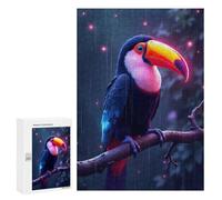 300 PCS Rompecabezas para Adolescentes Rompecabezas Neon Glowing Toucan in The Rain Rompecabezas para Adultos Juegos Relajantes Mejoran La Memoria para Cumpleaños, Navidad 300 PCS
