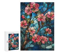 300 PCS Rompecabezas para Adolescentes Rompecabezas Stained Glass Cherry Blossom Rompecabezas para Adultos Juegos Relajantes Mejoran La Memoria para Cumpleaños, Navidad 300 PCS