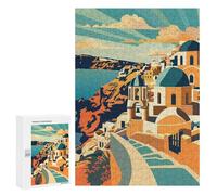 300 PCS Rompecabezas para Adolescentes Santorini Sunset Rompecabezas Juegos Relajantes Desafío Difícil Desafiante De Completar 300 PCS