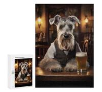 300 PCS Rompecabezas para Adolescentes Schnauzer Dog in The Pub Rompecabezas para Adultos Juegos Familiares Desafío Difícil Ayuda A Ejercitar El Cerebro 300 PCS