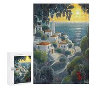 300 PCS Rompecabezas para Adolescentes Seaside Village at Sunset in Pointillist Style Rompecabezas para Adolescentes Juegos Divertidos Análisis Y Lógica Cumpleaños 300 PCS