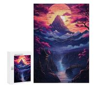 300 PCS Rompecabezas para Adolescentes Serene Mountain Sunset Landscape Rompecabezas para Adultos Rompecabezas Difícil Difícil Desafiante De Completar Juego Desafiante Juguetes 300 PCS