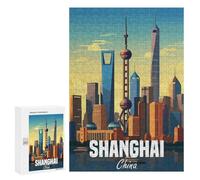 300 PCS Rompecabezas para Adolescentes Shanghai China Rompecabezas para Adultos Juego Práctico Difícil Interacción Entre Padres E Hijos 300 PCS