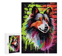 300 PCS Rompecabezas para Adolescentes Shetland Sheepdog Graffiti Rompecabezas para Adultos Juguetes Antiestrés Desafío Difícil Cumpleaños