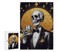 300 PCS Rompecabezas para Adolescentes Skeleton in Suit Whiskey Rompecabezas para Adultos Juegos De Relajación Decoración De Pared Ayuda A Ejercitar El Cerebro 300 PCS
