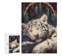 300 PCS Rompecabezas para Adolescentes Sleeping White Tiger Dreamcatcher Rompecabezas para Adultos Juguetes Antiestrés Decoración De Pared Diversión Actividades En Casa, 300 PCS