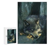 300 PCS Rompecabezas para Adolescentes Sleeping Wolf in Forest Rompecabezas para Adultos Juegos Familiares Mejora La Memoria Regalos para Amigos Y Familiares 300 PCS