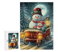 300 PCS Rompecabezas para Adolescentes Snowman Sleigh Winter Scene Rompecabezas Juegos Relajantes Desafío Difícil Desafiante De Completar 300 PCS