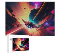 300 PCS Rompecabezas para Adolescentes Spacecraft in Fiery Cosmic Collision Rompecabezas para Adultos Juego Familiar Análisis Y Lógica Regalos para Reducir El Estrés 300 PCS