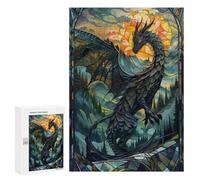 300 PCS Rompecabezas para Adolescentes Stained Glass Dragon Tail Rompecabezas para Adultos Juegos Familiares Mejora La Memoria Regalos para Amigos Y Familiares 300 PCS
