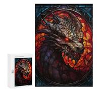 300 PCS Rompecabezas para Adolescentes Stained Glass Dragon Wall Rompecabezas para Adultos Juegos Familiares Mejora La Memoria Regalos para Amigos Y Familiares 300 PCS