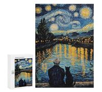 300 PCS Rompecabezas para Adolescentes Starry Night with Companion Rompecabezas para Adultos Juegos Familiares Desafío Difícil Ayuda A Ejercitar El Cerebro 300 PCS