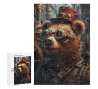 300 PCS Rompecabezas para Adolescentes Steampunk Bear Animal Rompecabezas para Adultos Juegos Familiares Mejora La Memoria Regalos para Amigos Y Familiares 300 PCS
