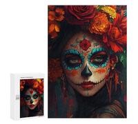 300 PCS Rompecabezas para Adolescentes Sugar Skull Woman Rompecabezas para Adultos Juegos Familiares Desafío Difícil Ayuda A Ejercitar El Cerebro 300 PCS