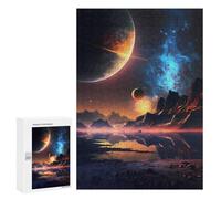 300 PCS Rompecabezas para Adolescentes Sunset Over The Planets Rompecabezas para Adultos Juguetes Antiestrés Desafío Difícil Cumpleaños