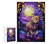 300 PCS Rompecabezas para Adolescentes The Anggora Cat Moon Stain Rompecabezas para Adolescentes Juegos Divertidos Análisis Y Lógica Cumpleaños 300 PCS