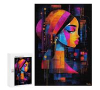 300 PCS Rompecabezas Para Adolescentes The Girl with A Pearl Earring - Neon Abstract Portrait Rompecabezas Para Adultos Regalos De Cumpleaños Juego Familiar Apto Para Personas De 14 Años En Adelante 3