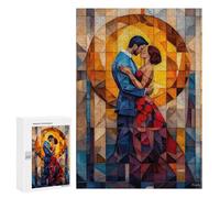 300 PCS Rompecabezas para Adolescentes The Kiss Stained Glass Mosaic Artwork Rompecabezas Juegos Relajantes Desafío Difícil Desafiante De Completar 300 PCS