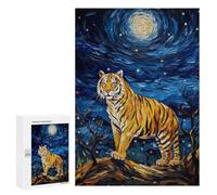 300 PCS Rompecabezas para Adolescentes The Starry Night Tiger Rompecabezas para Adultos Juguetes Antiestrés Desafío Difícil Cumpleaños