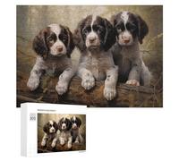 300 PCS Rompecabezas para Adolescentes Three English Springer Spaniel Puppies Rompecabezas para Adultos Juego Práctico Montaje De Patrones Cumpleaños Y Navidad 300 PCS
