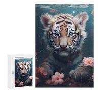 300 PCS Rompecabezas para Adolescentes Tiger Cub in Flowers Rompecabezas para Adultos Juegos Familiares Regalo De Cumpleaños Diversión En Casa Actividades, 300 PCS