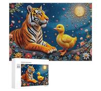 300 PCS Rompecabezas para Adolescentes Tiger Duck Friendship Rompecabezas para Adultos Juego Práctico Desafío Difícil Cumpleaños Y Navidad 300 PCS