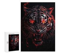 300 PCS Rompecabezas para Adolescentes Tiger Red and Black Animal Rompecabezas para Adolescentes Juegos Divertidos Análisis Y Lógica Cumpleaños 300 PCS