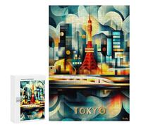 300 PCS Rompecabezas para Adolescentes Tokyo Cubist Lights - Modern Geometric Cityscape Rompecabezas para Adultos Juguetes Antiestrés Decoración De Pared Diversión Actividades En Casa, 300 PCS