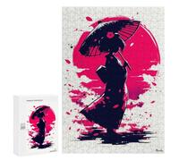 300 PCS Rompecabezas para Adolescentes Traditional Japanese Woman Under The Sakura Moon Rompecabezas para Adultos Juegos Divertidos Regalo De Cumpleaños Cumpleaños Y Navidad 300 PCS