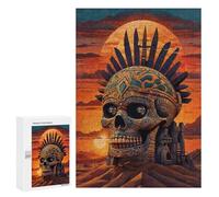 300 PCS Rompecabezas para Adolescentes Tribal Sunset Skull Juegos Familiares De Rompecabezas para Adultos Que Mejoran La Memoria Ayudan A Ejercitar El Cerebro 300 PCS