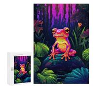 300 PCS Rompecabezas para Adolescentes Tropic Pink Frog Pixel Art Rompecabezas para Adultos Juegos Familiares Mejora La Memoria Regalos para Amigos Y Familiares 300 PCS