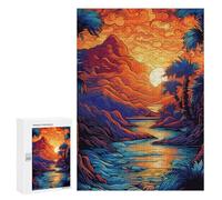 300 PCS Rompecabezas para Adolescentes Tropical Sunset Landscape-1 Rompecabezas para Adultos Desafío Difícil Actividades Divertidas En Casa Gran Regalo para Jugar 300 PCS