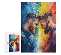 300 PCS Rompecabezas para Adolescentes Two Men Forehead Touch Rompecabezas para Adultos Juegos Familiares Desafío Difícil Ayuda A Ejercitar El Cerebro 300 PCS