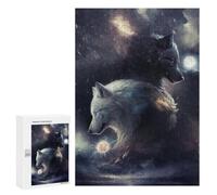 300 PCS Rompecabezas para Adolescentes Two Wolves in The Moonlight -1 Rompecabezas para Adultos Juegos Familiares Mejora La Memoria Regalos para Amigos Y Familiares 300 PCS