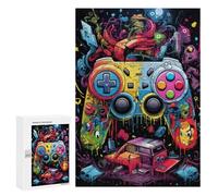 300 PCS Rompecabezas para Adolescentes Vibrant Gaming Controller Art Print Rompecabezas para Adultos Juego Familiar Análisis Y Lógica Regalos para Reducir El Estrés 300 PCS