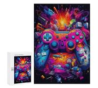 300 PCS Rompecabezas para Adolescentes Vibrant Gaming Controller Artwork -34 Rompecabezas para Adultos Juguetes Antiestrés Regalo De Cumpleaños Regalo De Cumpleaños, Regalos, 300 PCS