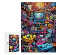 300 PCS Rompecabezas para Adolescentes Vibrant Retro Gaming Collage -5 Rompecabezas para Adolescentes Juguetes Antiestrés Vacaciones En Casa Matar El Tiempo Desafío Educativo 300 PCS
