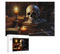 300 PCS Rompecabezas para Adolescentes Vintage Skull and Candle Still Life Rompecabezas para Adultos Juego De Ingenio Regalos para Mujeres Cumpleaños Y Navidad 300 PCS