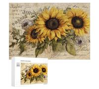 300 PCS Rompecabezas para Adolescentes Vintage Sunflower Bouquet Art Print Rompecabezas para Adultos Juego De Ingenio Regalos para Mujeres Cumpleaños Y Navidad 300 PCS
