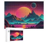 300 PCS Rompecabezas para Adolescentes Vivid Alien Landscape with Mountains and Planets Rompecabezas para Adultos Juegos Familiares Regalo De Cumpleaños Diversión En Casa Actividades, 300 PCS