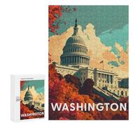 300 PCS Rompecabezas para Adolescentes Washington Capitol Rompecabezas para Adultos Juegos Familiares Mejora La Memoria Regalos para Amigos Y Familiares 300 PCS