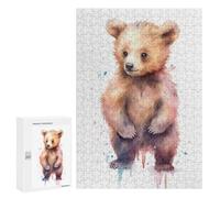 300 PCS Rompecabezas para Adolescentes Watercolor Baby Bear Cub Rompecabezas para Adultos Juego Práctico Ensamblaje De Patrones Cumpleaños Y Navidad 300 PCS