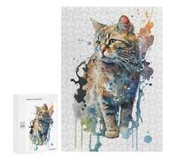 300 PCS Rompecabezas para Adolescentes Watercolor Cat Painting Juegos Familiares De Rompecabezas para Adultos Que Mejoran La Memoria Ayudan A Ejercitar El Cerebro 300 PCS